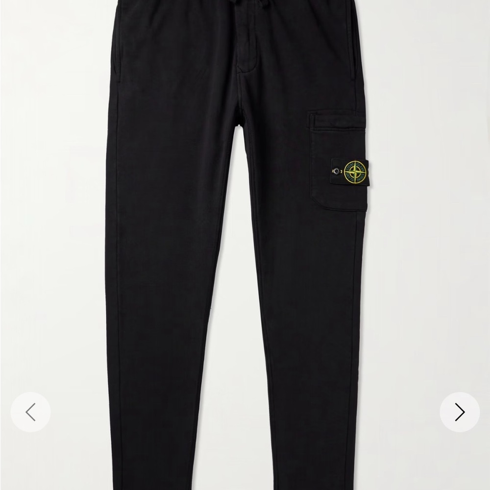 Stone Island tappered logo appliqué cotton sweatpants